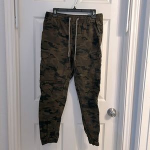 Lazer Men's Green‎ Camo Cargo Pockets Jogger Stretch Pants Size M